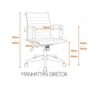 Ver imagem 5 de Kit 8 Cadeiras Escritório Diretor Esteirinha Corino Manhattan Preto