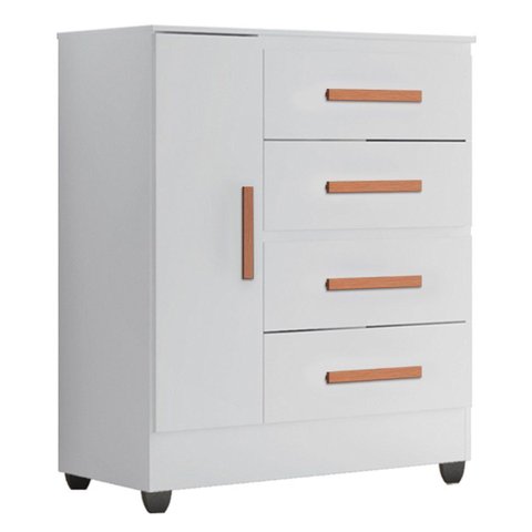Cômoda Sapateira para Quarto 1 Porta 4 Gavetas Lisa Branco