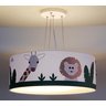 Lustre Infantil Pendente Safari Cúpula Branco Tecido 40X15Cm - 3