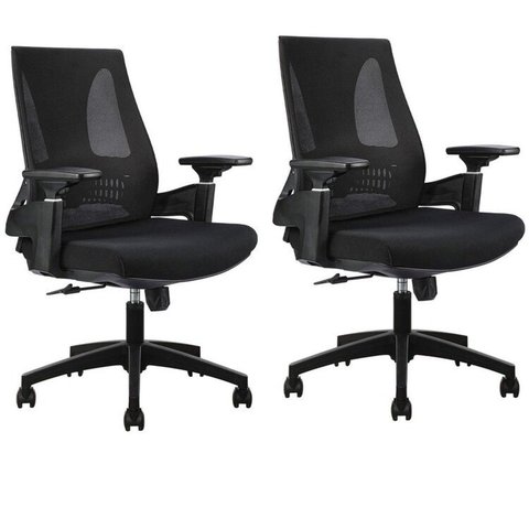 Kit com 2 Cadeiras Office Diretor Toledo com Braços 3D NR17 Preto Rivatti