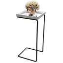 Ver imagem 1 de Mesa de Apoio Lateral Espelhada para Sofá Retangular MDF Aço 38cm Branco Lar Flex Móveis