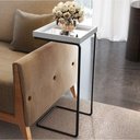 Ver imagem 3 de Mesa de Apoio Lateral Espelhada para Sofá Retangular MDF Aço 38cm Branco Lar Flex Móveis