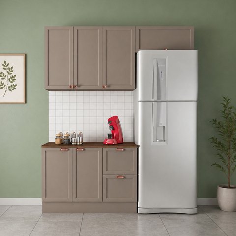 Cozinha Clássica Compacta 4 Peças 200cm Unna Poliman Móveis