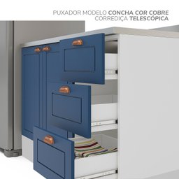 Cozinha Pérola 4 Peças Torre Quente Aéreo 3 Portas e Balcão 2 Gavetas 3 Portas com Tampo Yescasa - 11