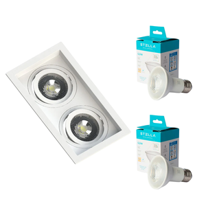 Spot Embutir Par20 Duplo Recuado Save + Lâmpada 5,5w Stella Cor:branco;cor da Lâmpada:branco Neutro