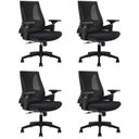 Ver imagem 1 de Kit com 4 Cadeiras Office Diretor Toledo com Braços 3D NR17 Preto Rivatti