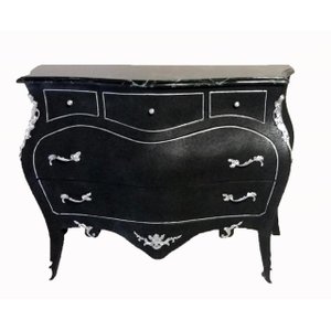 Comoda Bombe Preto Francesa Madeira Maciça Bronze Formosa