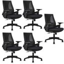Ver imagem 1 de Kit com 5 Cadeiras Office Diretor Toledo com Braços 3D NR17 Preto Rivatti