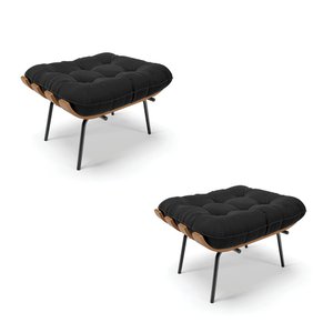 Kit 02 Puffs Costela Suede Base Metálica Preto - D'rossi - Preto