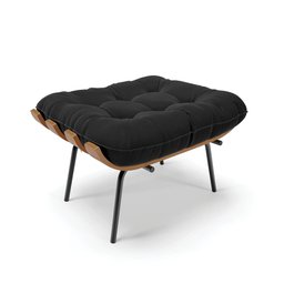 Kit 02 Puffs Costela Suede Base Metálica Preto - D'rossi - Preto - 5