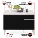 Ver imagem 5 de Balcão de Cozinha Lavanderia com Tampo 01 Gaveta Vick Branco e Preto 120 cm - D’Rossi