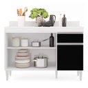 Ver imagem 4 de Balcão de Cozinha Lavanderia com Tampo 01 Gaveta Vick Branco e Preto 120 cm - D’Rossi