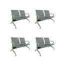 Ver imagem 1 de Kit 4 Cadeiras para Escritório Longarina 2 Lugares Aço Inox Dubai Cinza