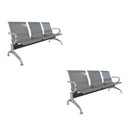 Ver imagem 1 de Kit 2 Cadeiras para Escritório Longarina 3 Lugares Aço Inox Dubai