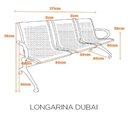 Ver imagem 4 de Kit 2 Cadeiras para Escritório Longarina 3 Lugares Aço Inox Dubai