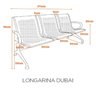 Kit 2 Cadeiras para Escritório Longarina 3 Lugares Aço Inox Dubai - 4