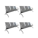 Ver imagem 1 de Kit 4 Cadeiras para Escritório Longarina 3 Lugares Aço Inox Dubai Cinza