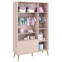 Ver imagem 3 de Conjunto de Quarto Theo 3 Portas 3 Gavetas MDF 133cm Rosa