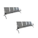 Ver imagem 1 de Kit 2 Cadeiras para Escritório Longarina 4 Lugares Aço Inox Dubai Cinza