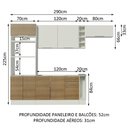 Ver imagem 5 de Armário de Cozinha Completa 290cm Branco/Rustic/Branco Stella Madesa 02