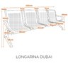 Kit 4 Cadeiras para Escritório Longarina 4 Lugares Aço Inox Dubai - 3