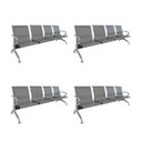 Ver imagem 1 de Kit 4 Cadeiras para Escritório Longarina 4 Lugares Aço Inox Dubai Cinza