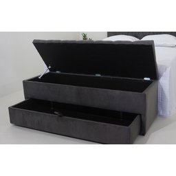 Puff Baú com Gaveta/sapateira 120x50x45cm na Cor Cinza Escura (guarda Volume) - 3