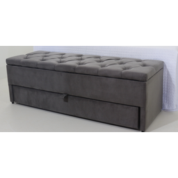 Puff Baú com Gaveta/sapateira 120x50x45cm na Cor Cinza Escura (guarda Volume) - 1