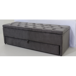 Puff Baú com Gaveta/sapateira 120x50x45cm na Cor Cinza Escura (guarda Volume)