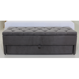 Puff Baú com Gaveta/sapateira 120x50x45cm na Cor Cinza Escura (guarda Volume) - 2