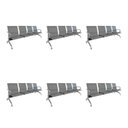 Ver imagem 1 de Kit 6 Cadeiras para Escritório Longarina 4 Lugares Aço Inox Dubai Cinza