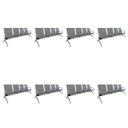 Ver imagem 1 de Kit 8 Cadeiras para Escritório Longarina 4 Lugares Aço Inox Dubai Cinza