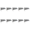 Ver imagem 1 de Kit 10 Cadeiras para Escritório Longarina 4 Lugares Aço Inox Dubai Cinza