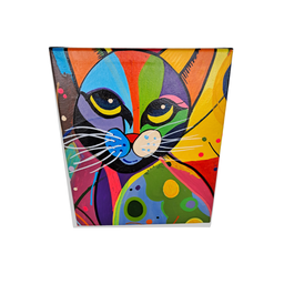 Mini Quadro  Artesanal Decorativo com Gatinho Pintado a Mão 30x25cm - 6