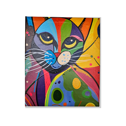 Mini Quadro  Artesanal Decorativo com Gatinho Pintado a Mão 30x25cm - 2