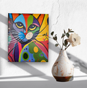 Ver imagem 1 de Mini Quadro Artesanal Decorativo com Gatinho Pintado a Mão 30x25cm