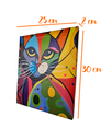 Ver imagem 7 de Mini Quadro Artesanal Decorativo com Gatinho Pintado a Mão 30x25cm