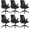 Kit com 6 Cadeiras Office Diretor Toledo com Braços 3D NR17 - 1