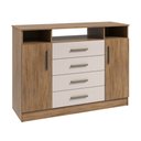 Ver imagem 2 de Cômoda Sapateira Grande 2 Portas 4 Gavetas com Nichos para Quarto Corrediças Telescópicas Design Mod