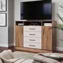 Ver imagem 1 de Cômoda Sapateira Grande 2 Portas 4 Gavetas com Nichos para Quarto Corrediças Telescópicas Design Mod