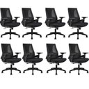 Ver imagem 1 de Kit com 8 Cadeiras Office Diretor Toledo com Braços 3D NR17 Preto Rivatti