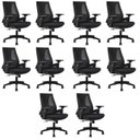 Ver imagem 1 de Kit com 10 Cadeiras Office Diretor Toledo com Braços 3D NR17 Preto Rivatti