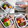 Tábua Escorredor Em Silicone Retrátil 3 Em 1 Corte Bacia Multifuncional Cesto Fruta Dobrável Bandeja - 3
