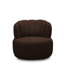 Ver imagem 3 de Conjunto Sala de Estar Decorativo Mariele Poltrona Base Giratória em Aço com Puff Couro Marrom Choco