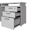 Ver imagem 7 de Mesa L Escritório 1,5m Pé Metal Armário 3 Gavetas 1 Porta F5 Cor:cinza