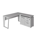Ver imagem 2 de Mesa L Escritório 1,5m Pé Metal Armário 3 Gavetas 1 Porta F5 Cor:cinza