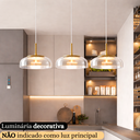 Ver imagem 2 de Lustre Pendente 22,5cm Vidro Transparente Luz Indireta Redondo Luminária Teto Gimpo Kjdde-271-tr