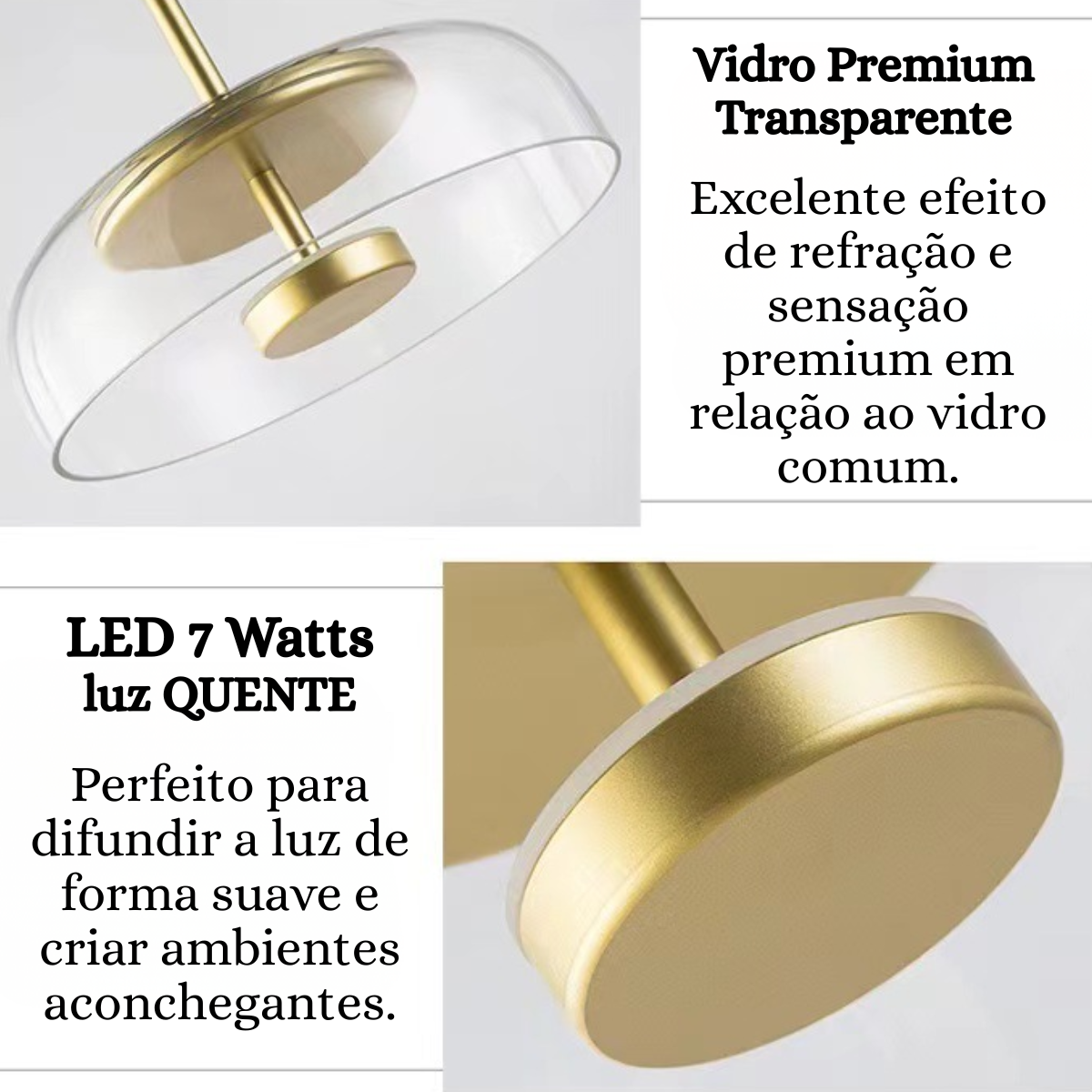 Ver imagem 7 de Lustre Pendente 22,5cm Vidro Transparente Luz Indireta Redondo Luminária Teto Gimpo Kjdde-271-tr