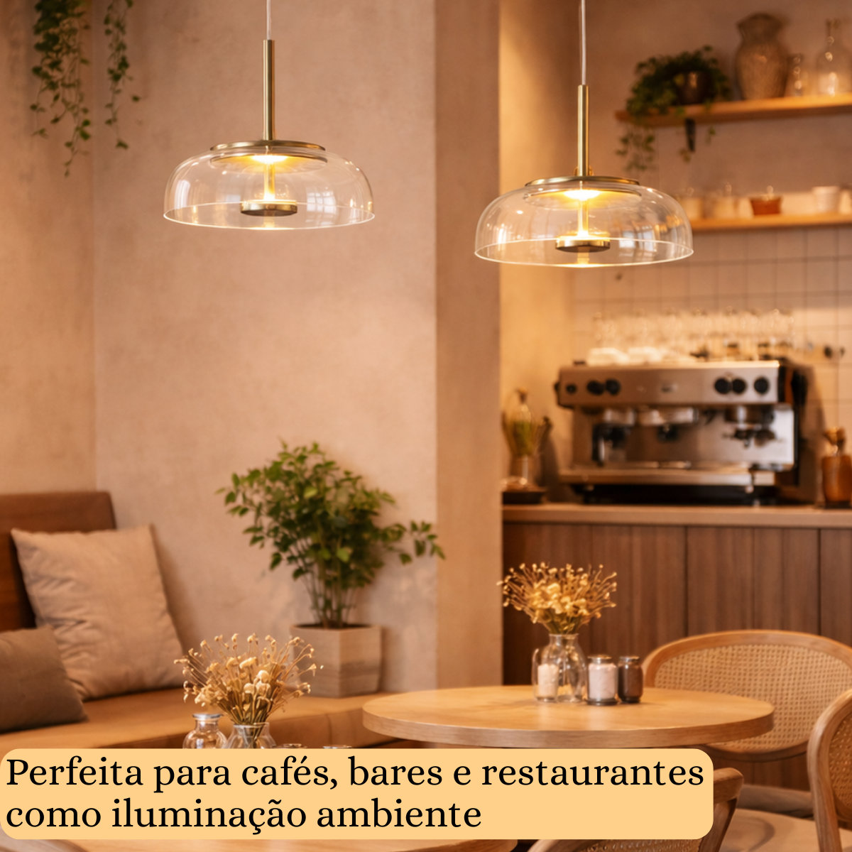 Ver imagem 3 de Lustre Pendente 22,5cm Vidro Transparente Luz Indireta Redondo Luminária Teto Gimpo Kjdde-271-tr