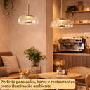 Ver imagem 3 de Lustre Pendente 22,5cm Vidro Transparente Luz Indireta Redondo Luminária Teto Gimpo Kjdde-271-tr